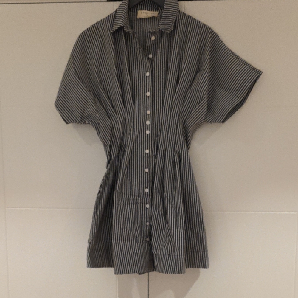 Anthropologie Black and White Striped Mini Dress
